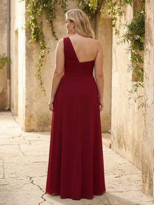 Chiffon One Shoulder Pleated Bridesmaid Dresses