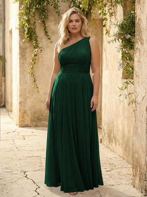 Chiffon One Shoulder Pleated Bridesmaid Dresses
