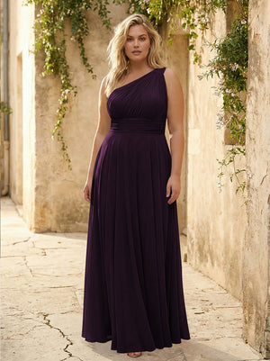 Chiffon One Shoulder Pleated Bridesmaid Dresses