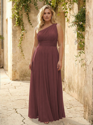 Chiffon One Shoulder Pleated Bridesmaid Dresses