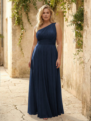 Chiffon One Shoulder Pleated Bridesmaid Dresses