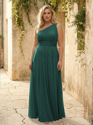 Chiffon One Shoulder Pleated Bridesmaid Dresses