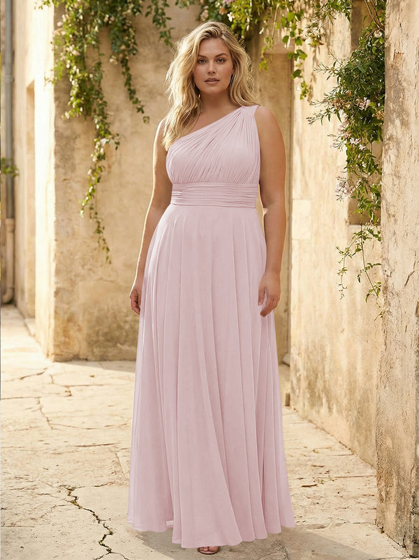 Chiffon One Shoulder Pleated Bridesmaid Dresses