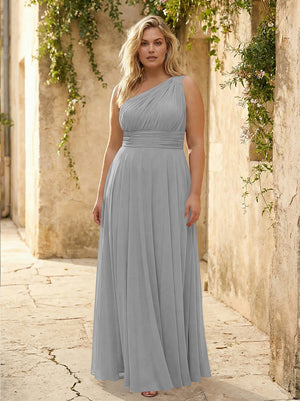 Chiffon One Shoulder Pleated Bridesmaid Dresses