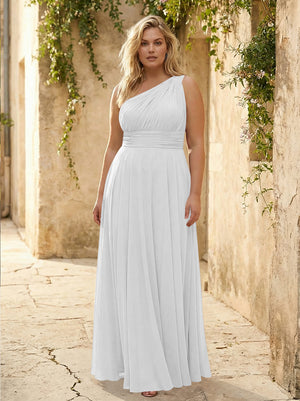 Chiffon One Shoulder Pleated Bridesmaid Dresses