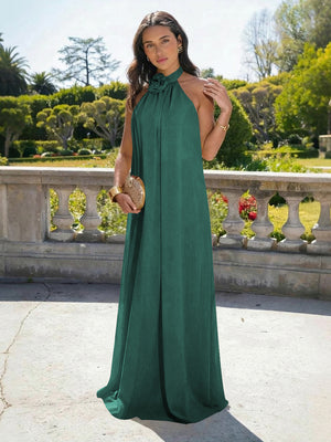 Chiffon Halter Long Backless Bridesmaid Dresses