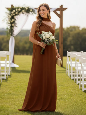 One Shoulder Bridesmaid Dresses with Scarf Wedding Guest Dresses