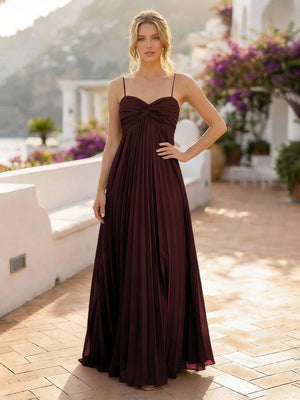 Spaghetti Straps Chiffon Bridesmaid Dresses with Pleats