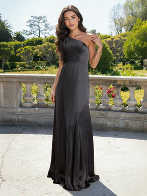 One Shoulder Satin Bridesmaid Dresses Maxi Dresses