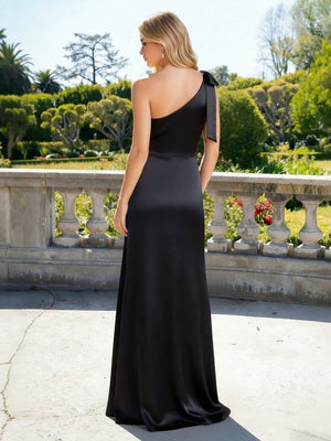 One Shoulder Satin Bridesmaid Dresses Maxi Dresses