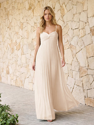 Spaghetti Straps Pleated Chiffon Bridesmaid Dresses
