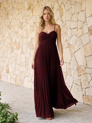 Spaghetti Straps Pleated Chiffon Bridesmaid Dresses
