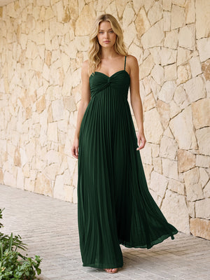 Spaghetti Straps Pleated Chiffon Bridesmaid Dresses