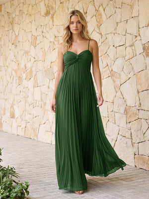 Spaghetti Straps Pleated Chiffon Bridesmaid Dresses