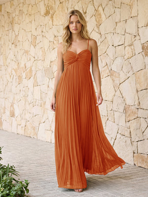 Spaghetti Straps Pleated Chiffon Bridesmaid Dresses