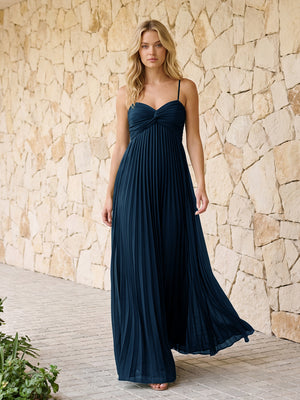 Spaghetti Straps Pleated Chiffon Bridesmaid Dresses