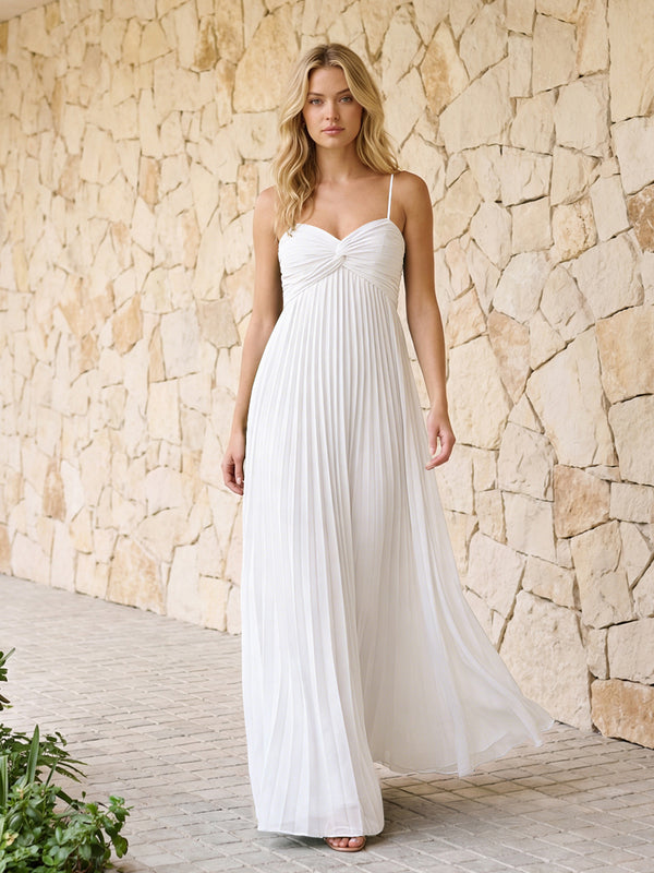 Spaghetti Straps Pleated Chiffon Bridesmaid Dresses