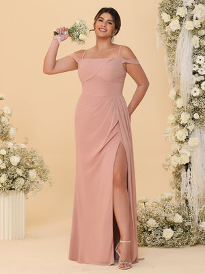 Spaghetti Straps Chiffon Bridesmaid Dresses with Slit