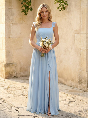 Spaghetti Straps Chiffon Bridesmaid Dresses with Slit