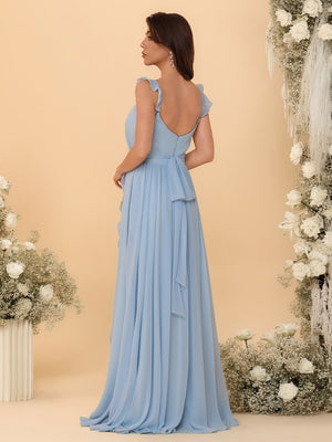 Spaghetti Straps Chiffon Bridesmaid Dresses with Slit