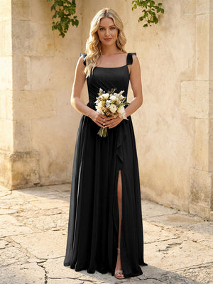 Spaghetti Straps Chiffon Bridesmaid Dresses with Slit