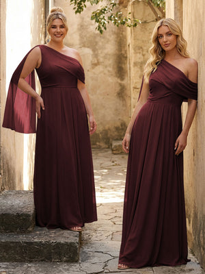 One Shoulder Chiffon Bridesmaid Dresses Maxi Dresses