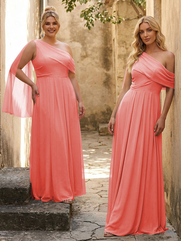 One Shoulder Chiffon Bridesmaid Dresses Maxi Dresses