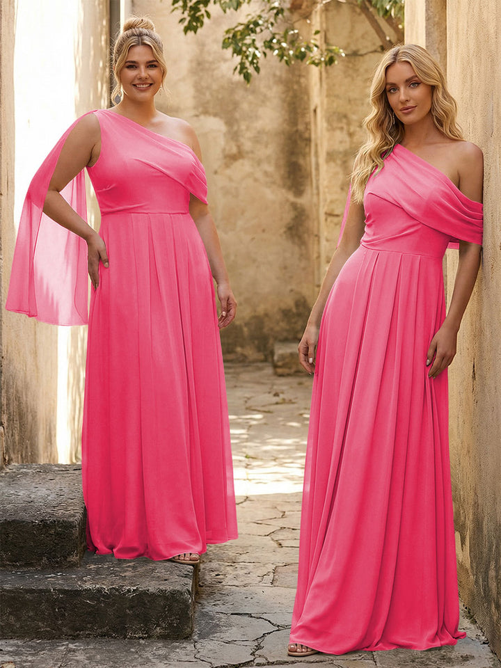 One Shoulder Chiffon Bridesmaid Dresses Maxi Dresses