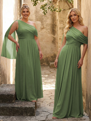 One Shoulder Chiffon Bridesmaid Dresses Maxi Dresses