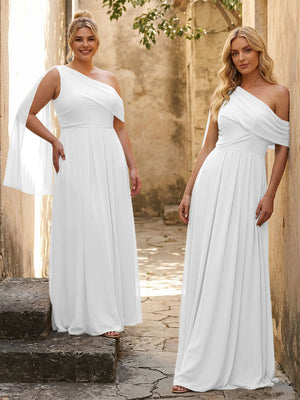 One Shoulder Chiffon Bridesmaid Dresses Maxi Dresses