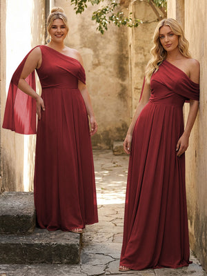 One Shoulder Chiffon Bridesmaid Dresses Maxi Dresses