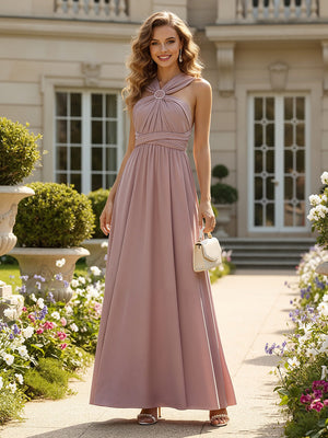 Elegant Chiffon A Line Sleeveless Pleated Multi-Style Bridesmaid Dresses