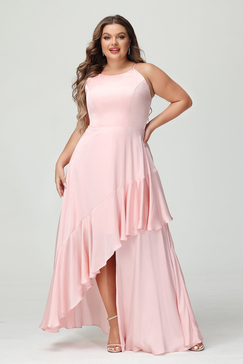 Scoop Neck Chiffon Pleats Corset Pockets Bridesmaid Dresses