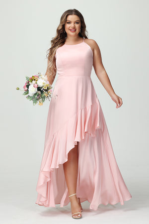 Scoop Neck Chiffon Pleats Corset Pockets Bridesmaid Dresses
