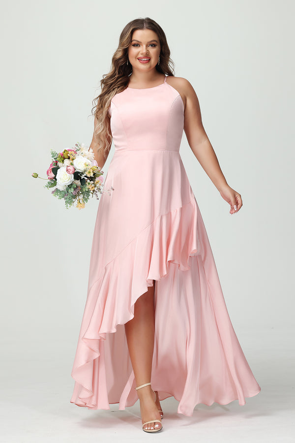 Scoop Neck Chiffon Pleats Corset Pockets Bridesmaid Dresses