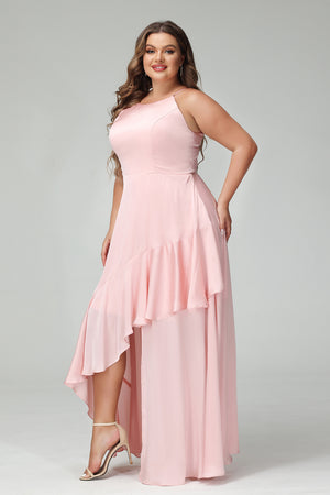Scoop Neck Chiffon Pleats Corset Pockets Bridesmaid Dresses