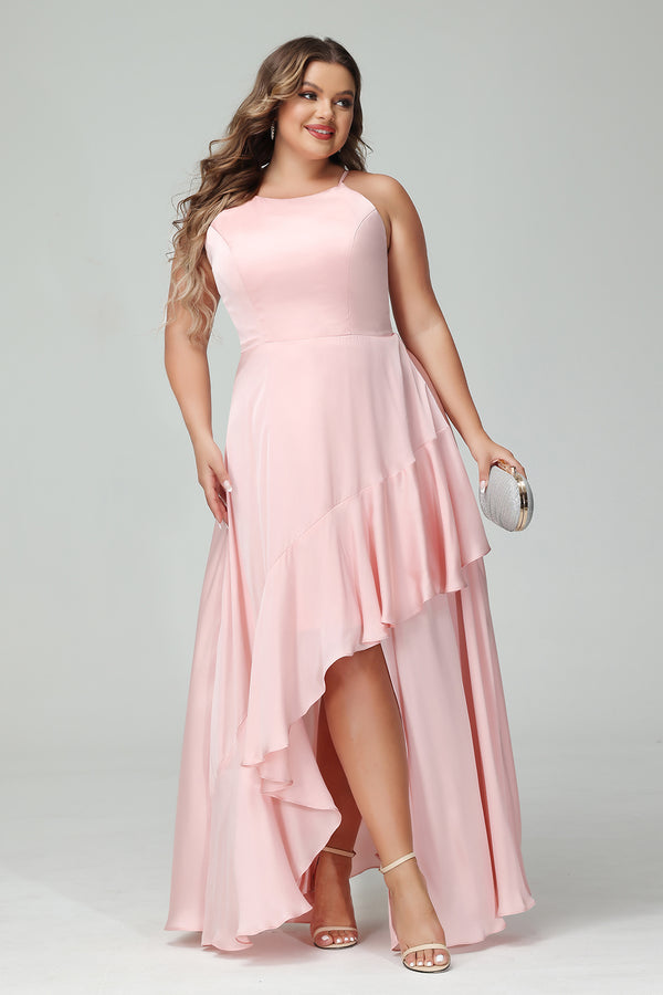 Scoop Neck Chiffon Pleats Corset Pockets Bridesmaid Dresses