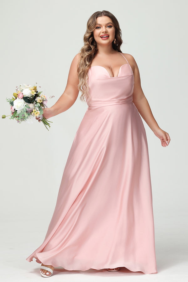 Spaghetti Straps V Neck Satin Corset Bridesmaid Dresses