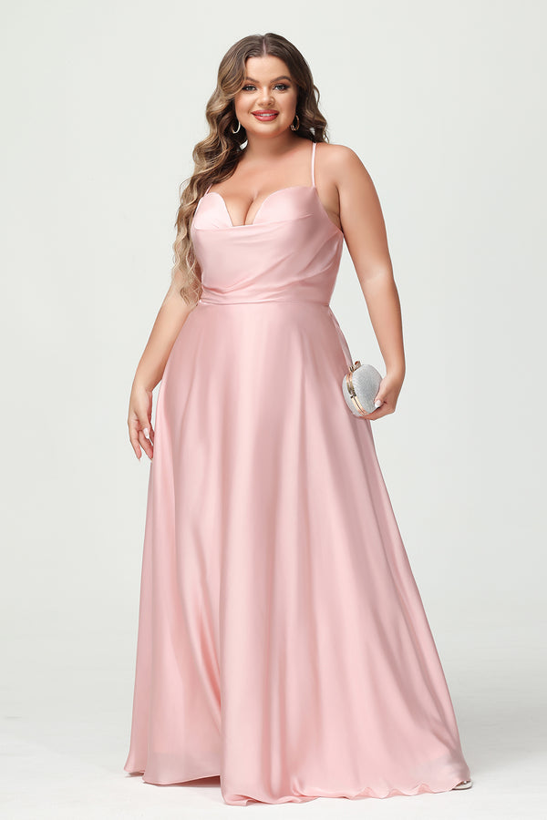 Spaghetti Straps V Neck Satin Corset Bridesmaid Dresses