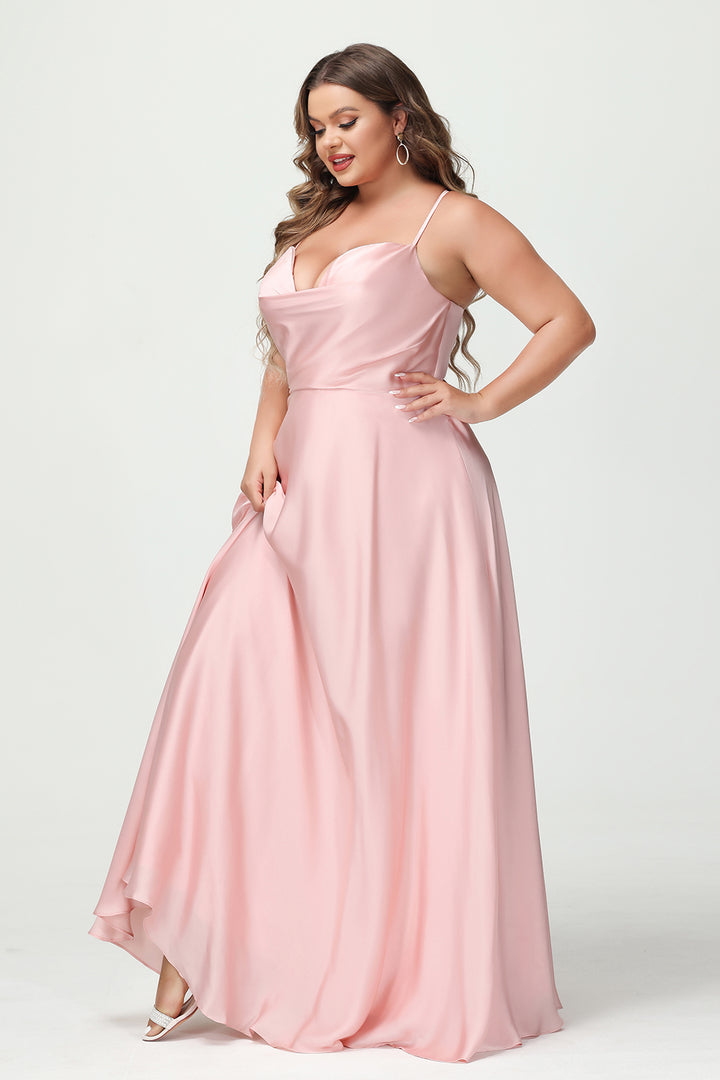 Spaghetti Straps V Neck Satin Corset Bridesmaid Dresses