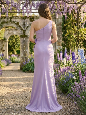 Satin Sheath One Shoulder Floor Length Bridesmaid Dresses