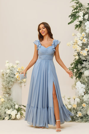 Ruffles Sweetheart Chiffon Pleated Corset Bridesmaid Dresses