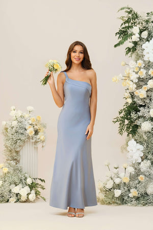 One Shoulder Satin Corset Mermaid Bridesmaid Dresses