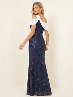 Lace Appliques Mermaid One Shoulder Corset Ruched Evening Dresses