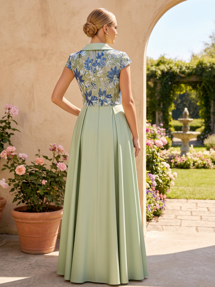 Satin A Line V Neck Ruched Pleats Evening Dresses