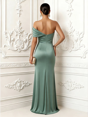 Satin Corset Ruched Mermaid One Shoulder Evening Dresses