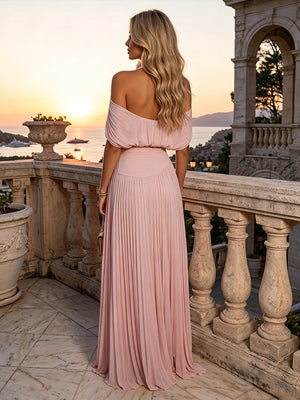 Chiffon A Line Off the Shoulder 3D Flowers Cape Evening Dresses