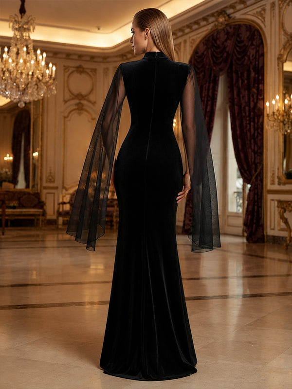 Chiffon Mermaid V Neck 3D Flowers Ruched Evening Dresses