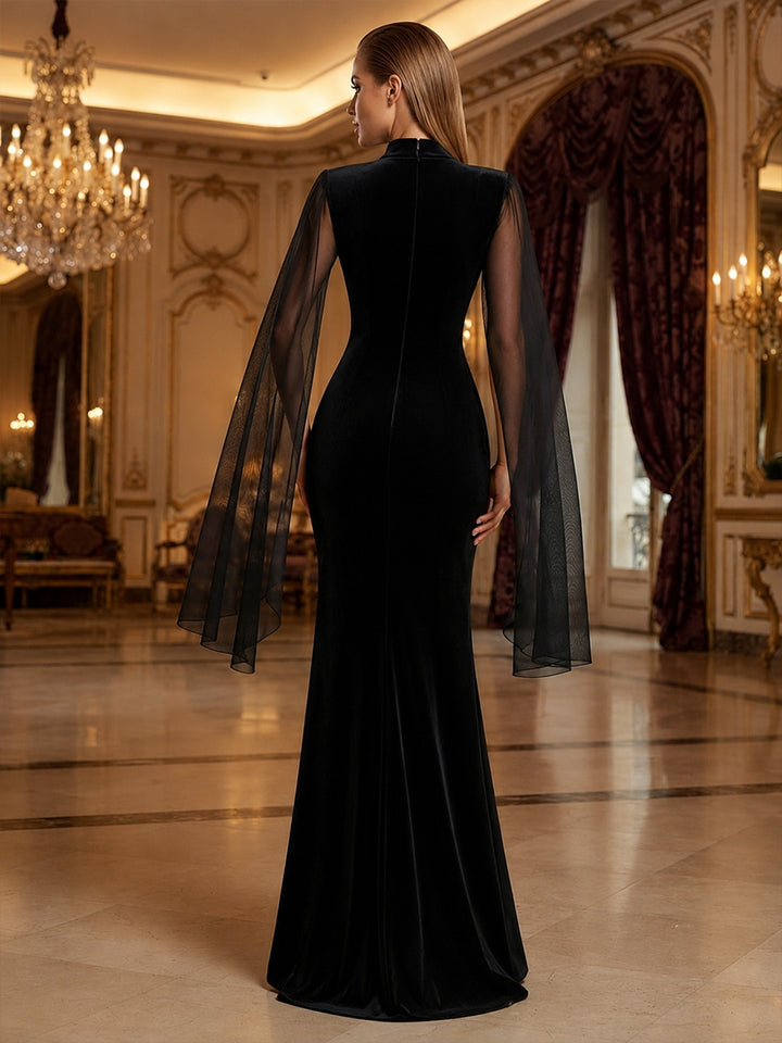 Chiffon Mermaid V Neck 3D Flowers Ruched Evening Dresses
