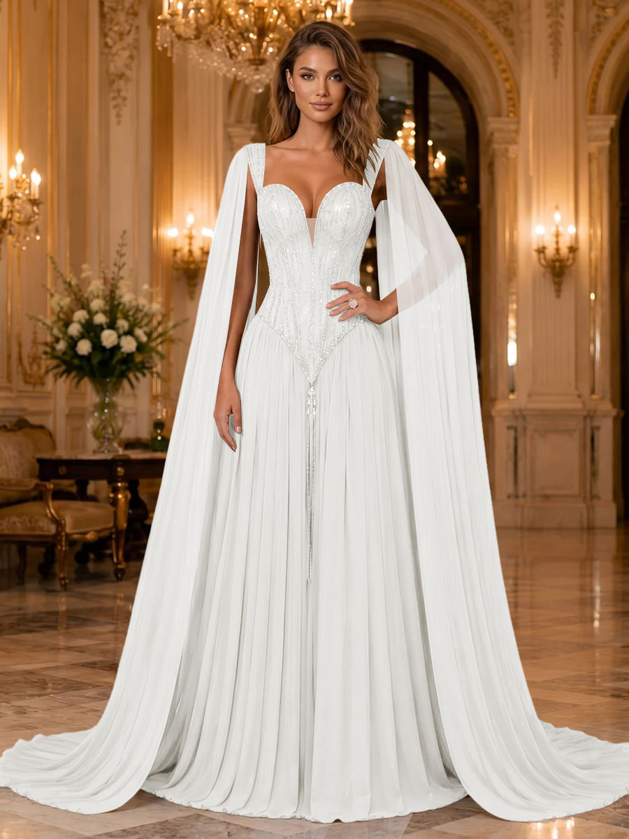 Chiffon A Line Sweetheart Sequin Pleats Evening Dresses